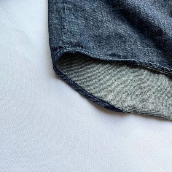 MOS MOSH DENIM DARK WASH BELL SLEEVE BUTTON DOWN SHIRT - Picture 10 of 10